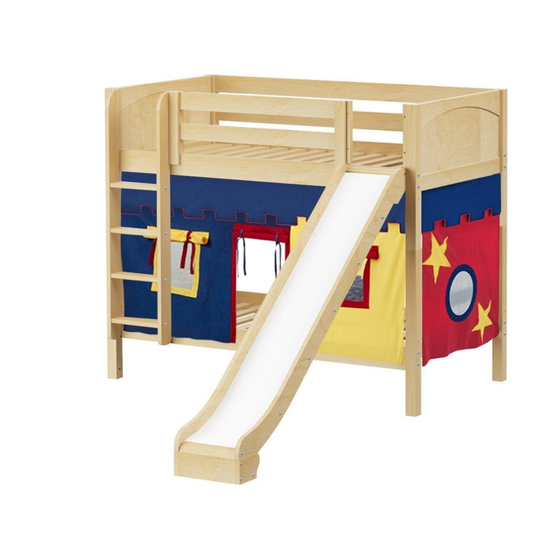 Maxtrix Twin Medium Bunk Bed with Straight Ladder, Curtain + Slide