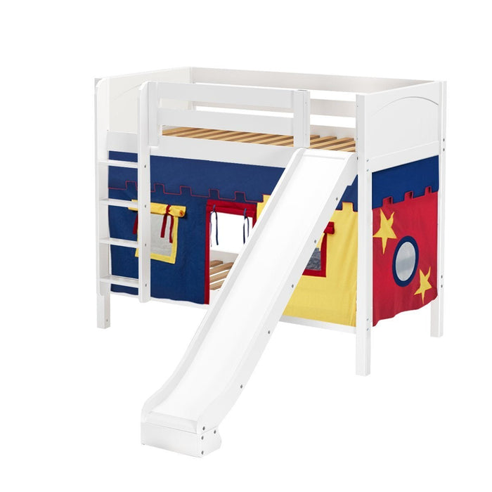 Maxtrix Twin Medium Bunk Bed with Straight Ladder, Curtain + Slide