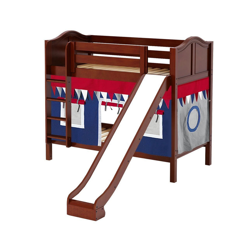 Maxtrix Twin Medium Bunk Bed with Straight Ladder, Curtain + Slide