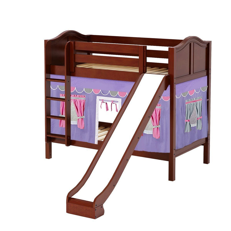 Maxtrix Twin Medium Bunk Bed with Straight Ladder, Curtain + Slide