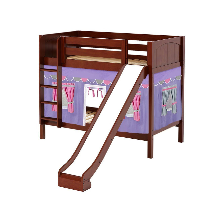 Maxtrix Twin Medium Bunk Bed with Straight Ladder, Curtain + Slide