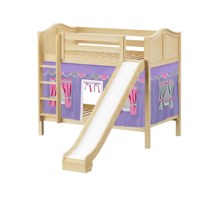Maxtrix Twin Medium Bunk Bed with Straight Ladder, Curtain + Slide
