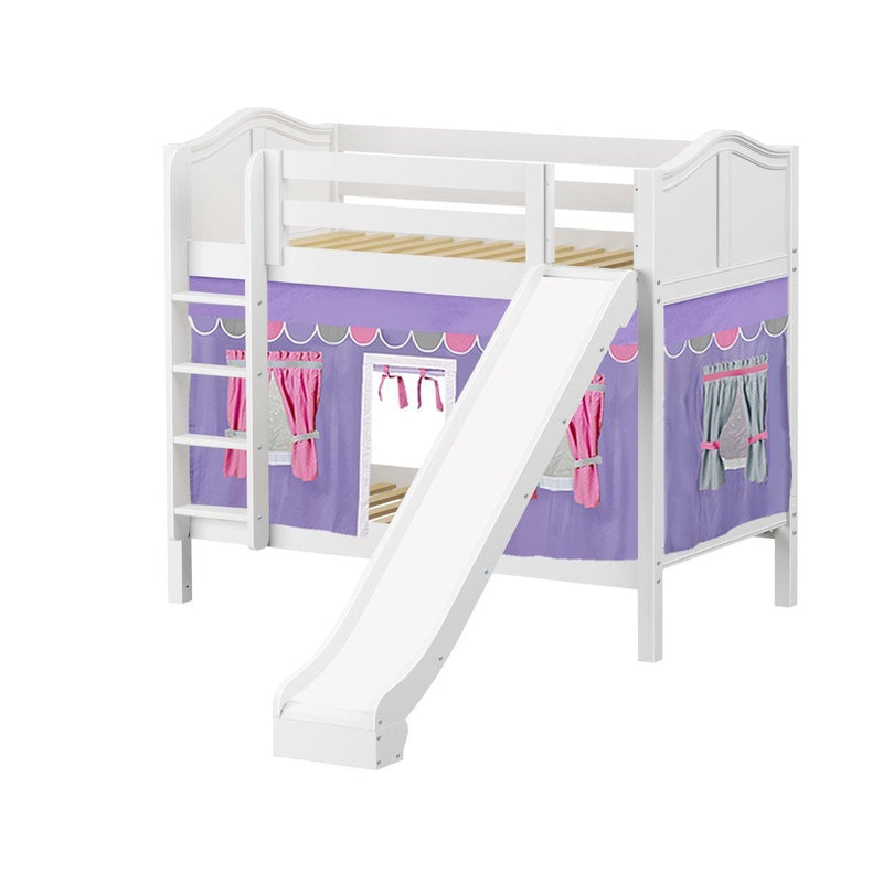 Maxtrix Twin Medium Bunk Bed with Straight Ladder, Curtain + Slide