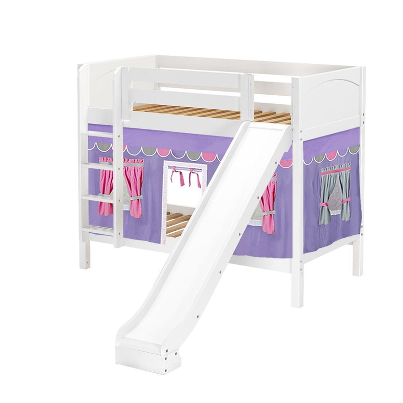 Maxtrix Twin Medium Bunk Bed with Straight Ladder, Curtain + Slide