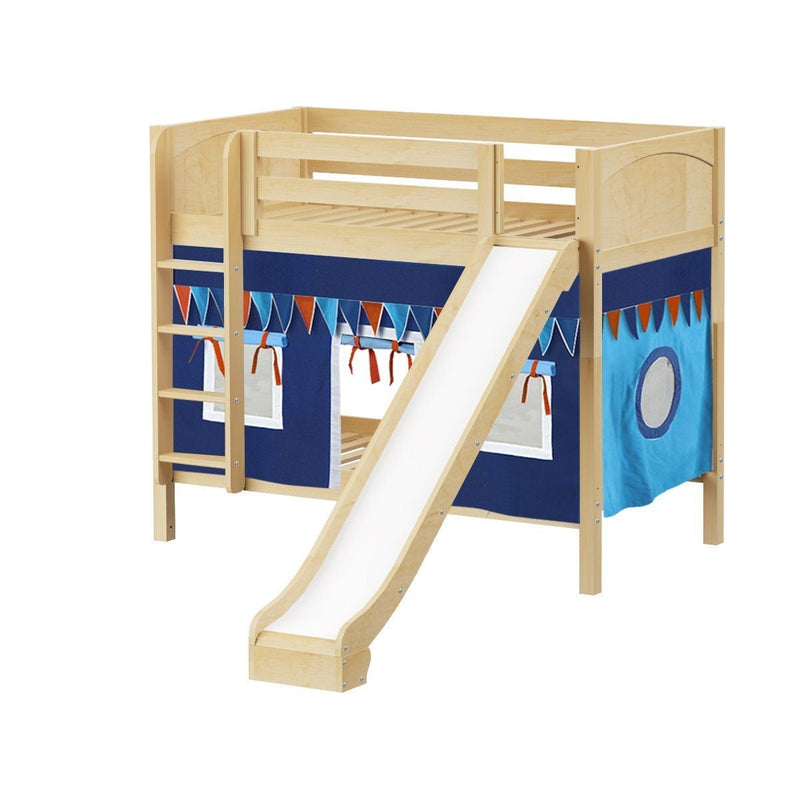 Maxtrix Twin Medium Bunk Bed with Straight Ladder, Curtain + Slide