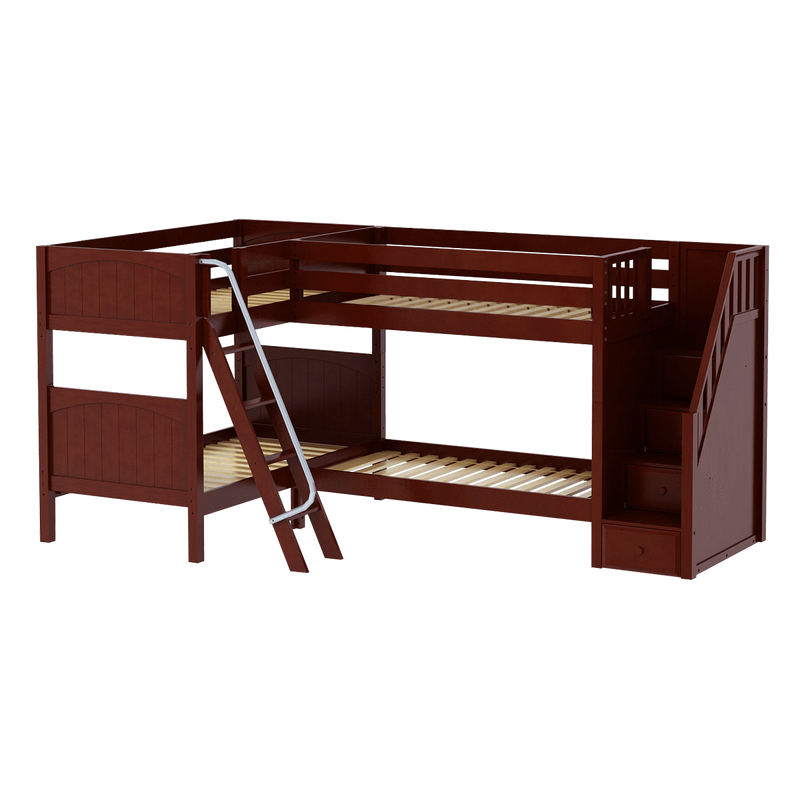 Maxtrix Twin Medium Corner Bunk Bed with Ladder + Stairs - R