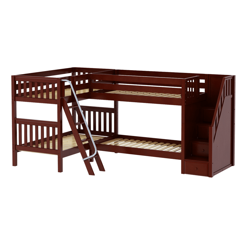 Maxtrix Twin Medium Corner Bunk Bed with Ladder + Stairs - R