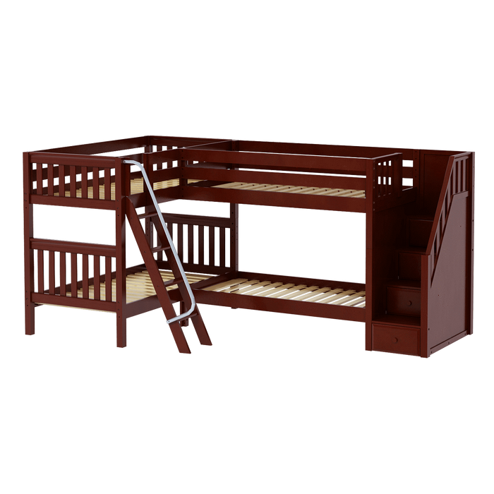 Maxtrix Twin Medium Corner Bunk Bed with Ladder + Stairs - R