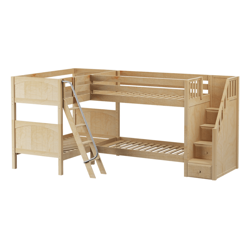 Maxtrix Twin Medium Corner Bunk Bed with Ladder + Stairs - R