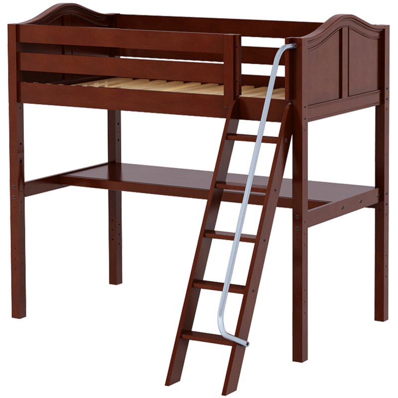 Maxtrix Twin High Loft Bed with Angled Ladder + Desk