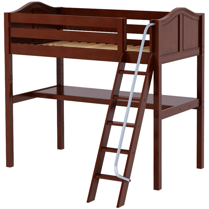 Maxtrix Twin High Loft Bed with Angled Ladder + Desk