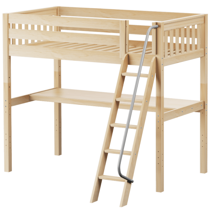 Maxtrix Twin High Loft Bed with Angled Ladder + Desk