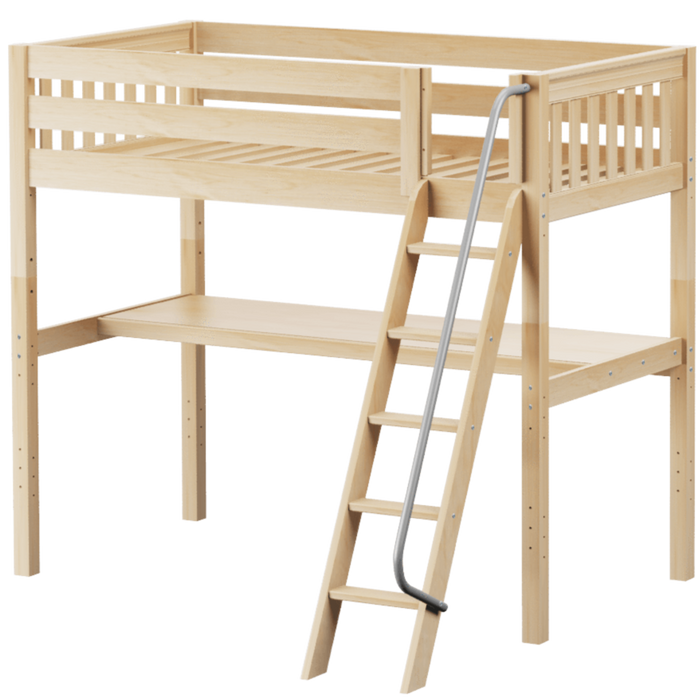 Maxtrix Twin High Loft Bed with Angled Ladder + Desk