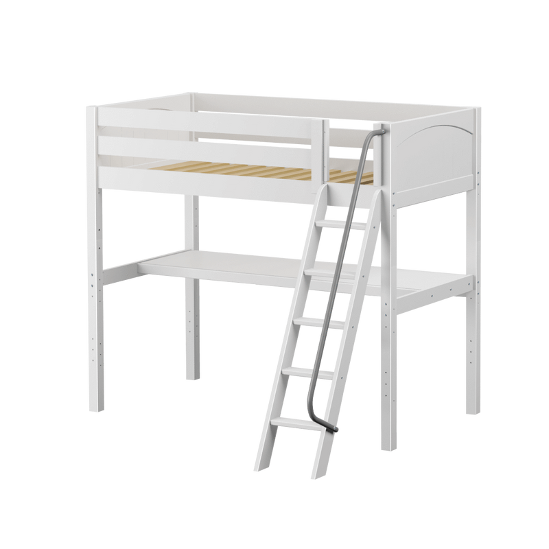 Maxtrix Twin High Loft Bed with Angled Ladder + Desk
