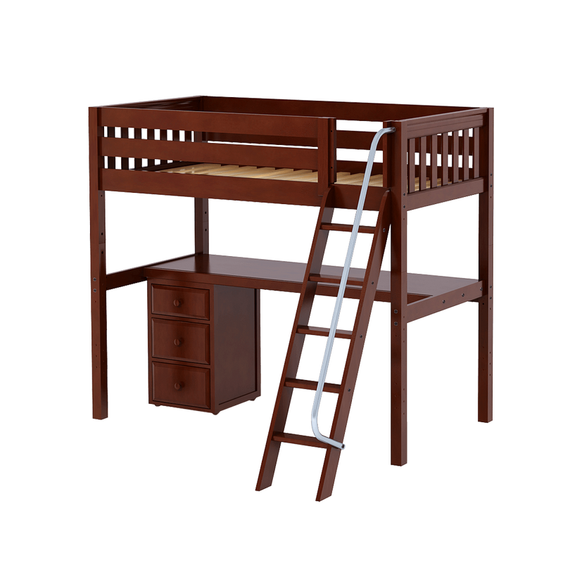 Maxtrix Twin High Loft Bed with Angled Ladder + Desk