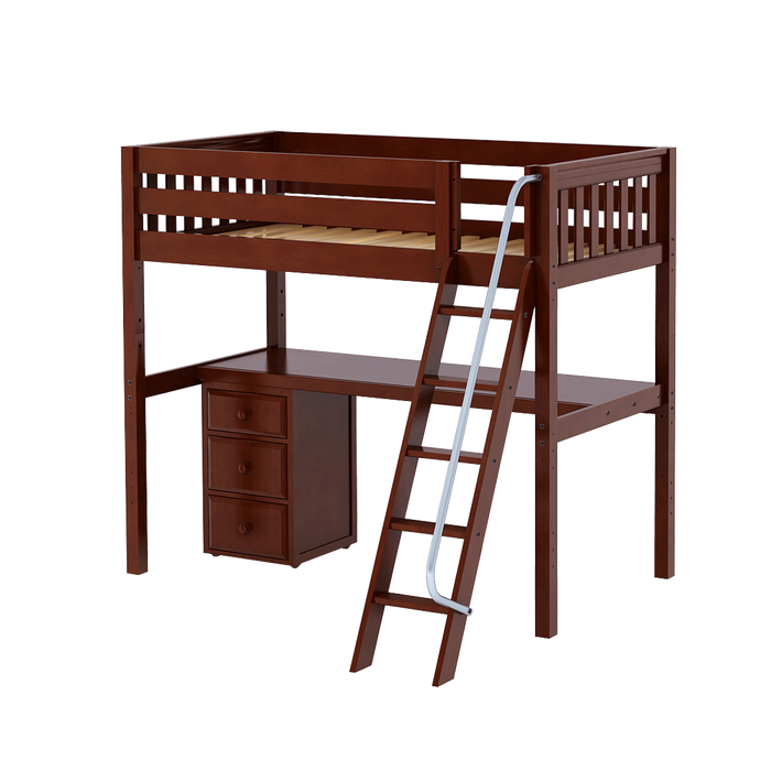 Maxtrix Twin High Loft Bed with Angled Ladder + Desk