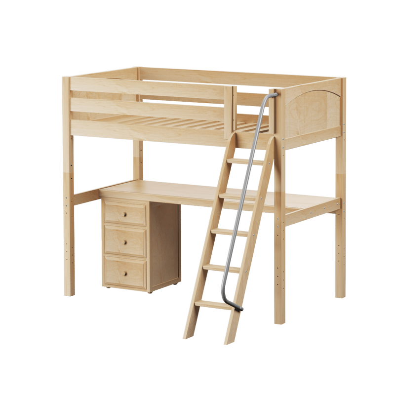 Maxtrix Twin High Loft Bed with Angled Ladder + Desk
