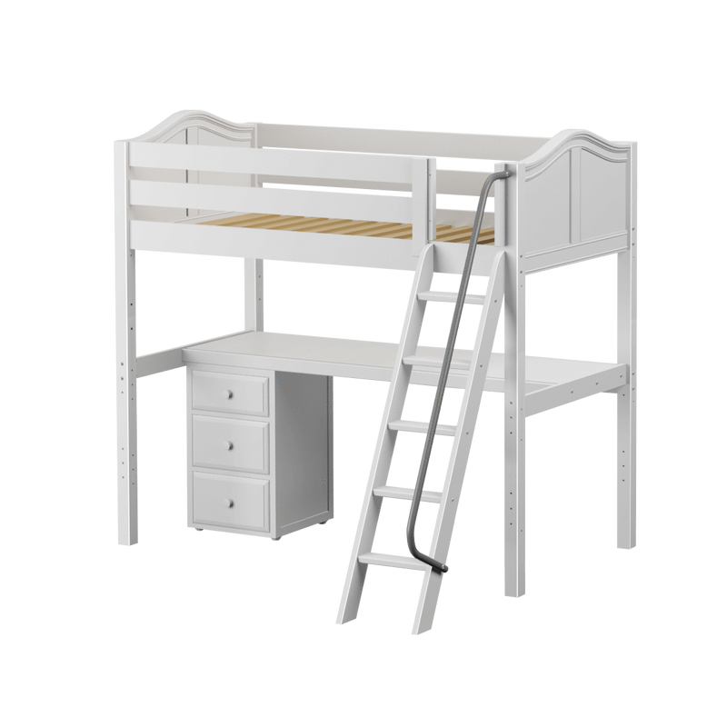 Maxtrix Twin High Loft Bed with Angled Ladder + Desk