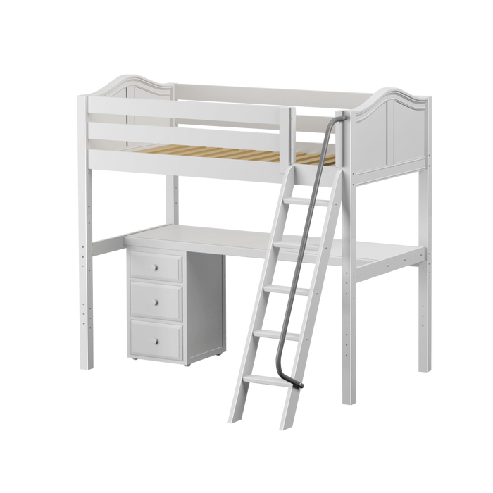 Maxtrix Twin High Loft Bed with Angled Ladder + Desk