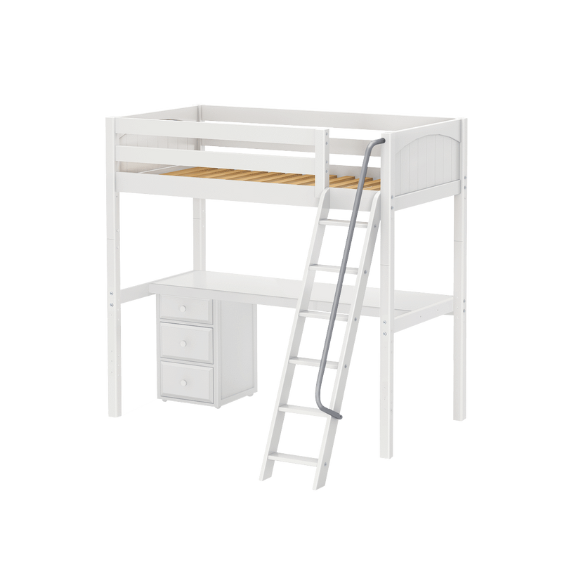 Maxtrix Twin High Loft Bed with Angled Ladder + Desk