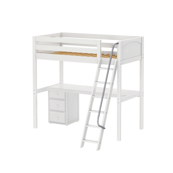 Maxtrix Twin High Loft Bed with Angled Ladder + Desk