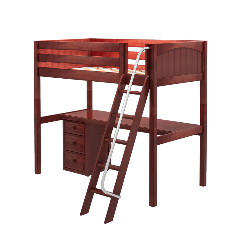 Maxtrix Twin High Loft Bed with Angled Ladder + Desk