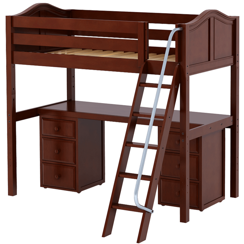 Maxtrix Twin High Loft Bed with Angled Ladder + Desk