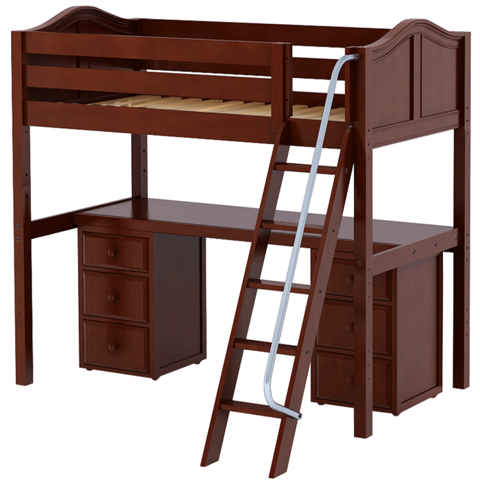 Maxtrix Twin High Loft Bed with Angled Ladder + Desk