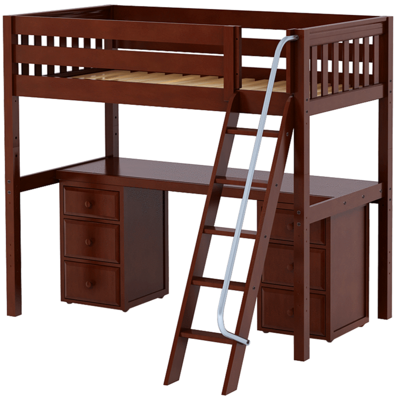 Maxtrix Twin XL High Loft Bed with Angle Ladder + Desk