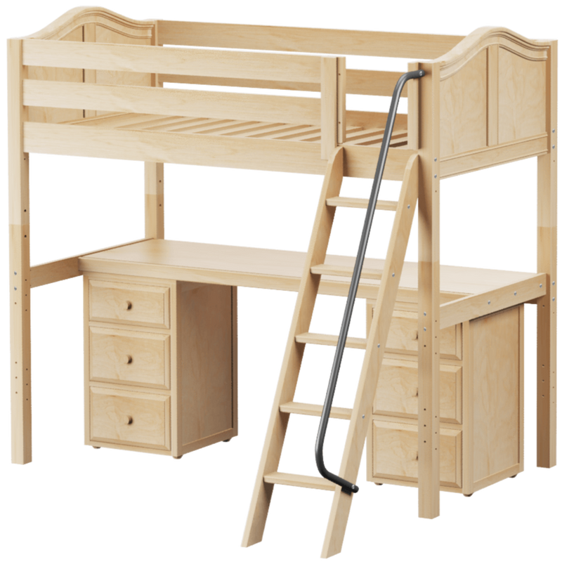 Maxtrix Twin High Loft Bed with Angled Ladder + Desk