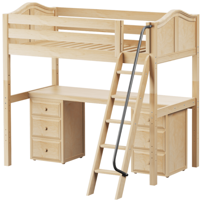 Maxtrix Twin High Loft Bed with Angled Ladder + Desk