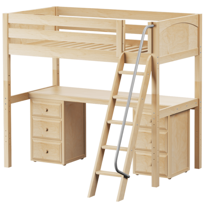 Maxtrix Twin High Loft Bed with Angled Ladder + Desk