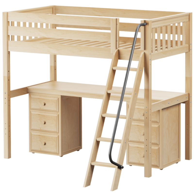 Maxtrix Twin High Loft Bed with Angled Ladder + Desk
