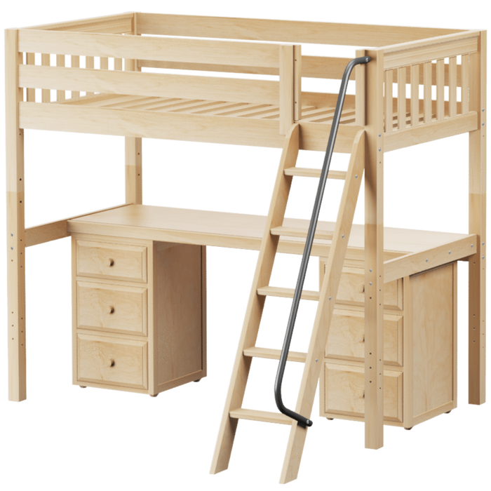 Maxtrix Twin XL High Loft Bed with Angle Ladder + Desk