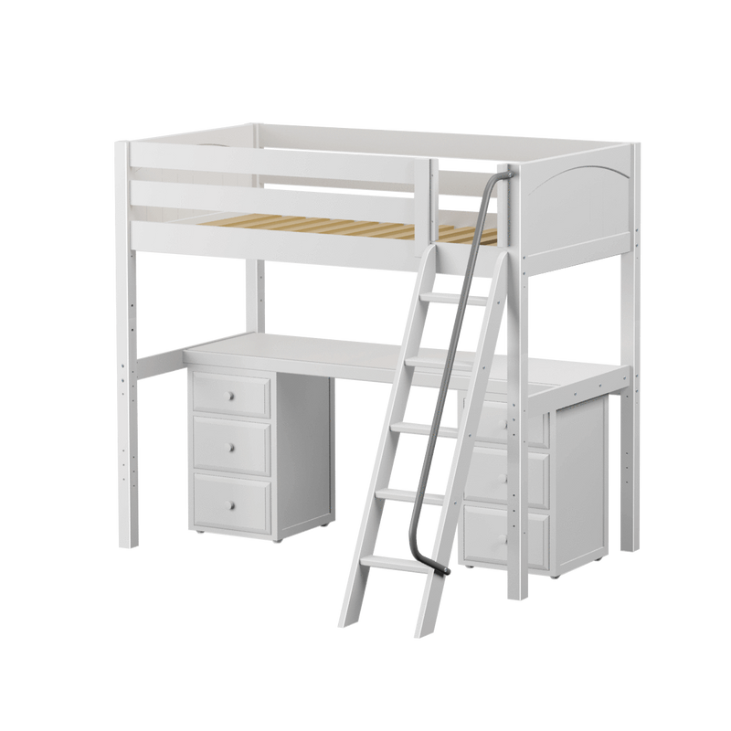 Maxtrix Twin High Loft Bed with Angled Ladder + Desk
