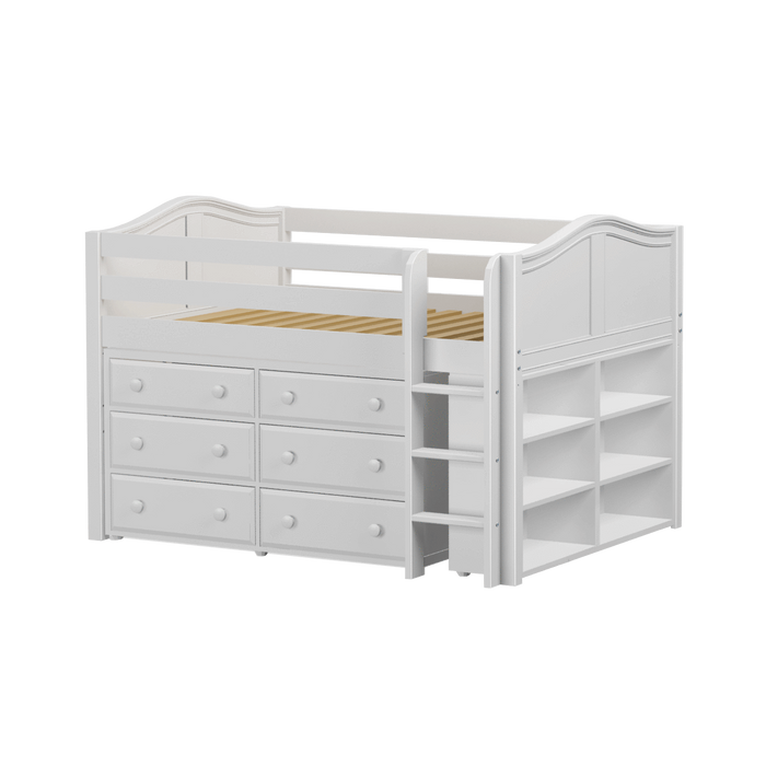 Maxtrix Full Low Loft Bed with Straight Ladder + Storage