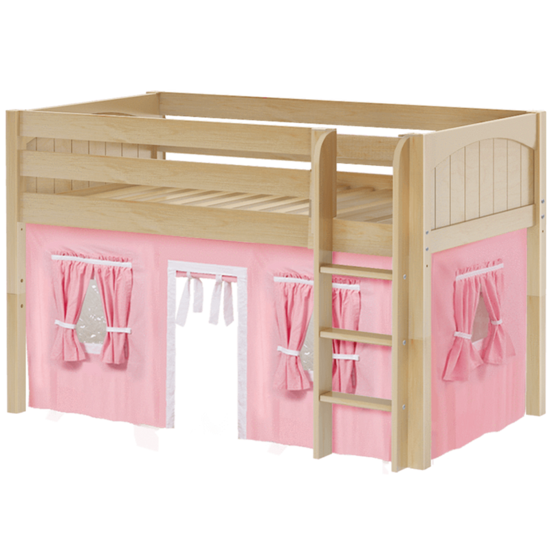 Maxtrix Twin Low Loft Bed with Straight Ladder + Curtain