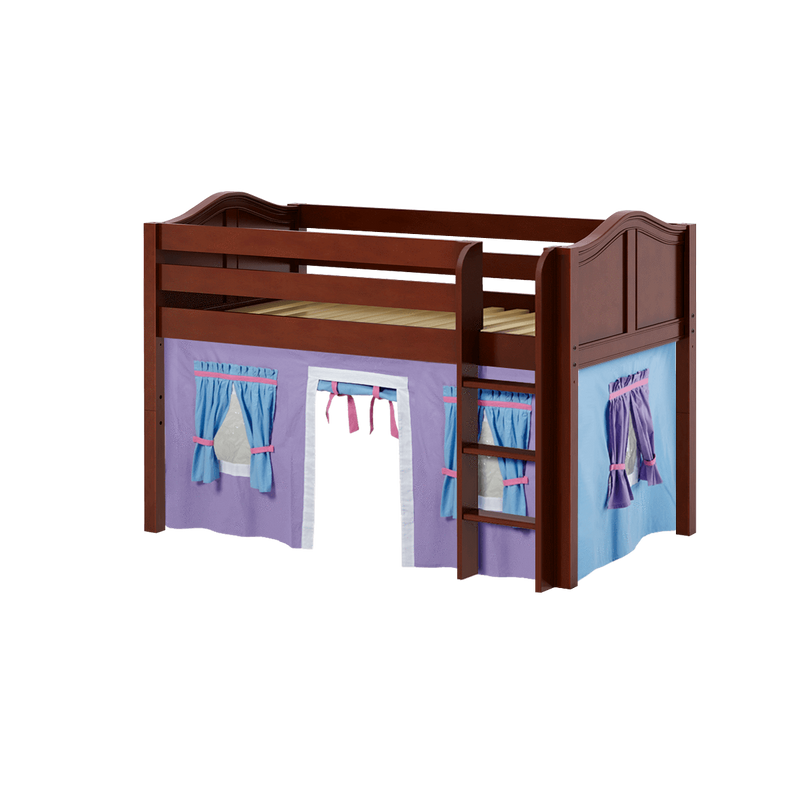 Maxtrix Twin Low Loft Bed with Straight Ladder + Curtain