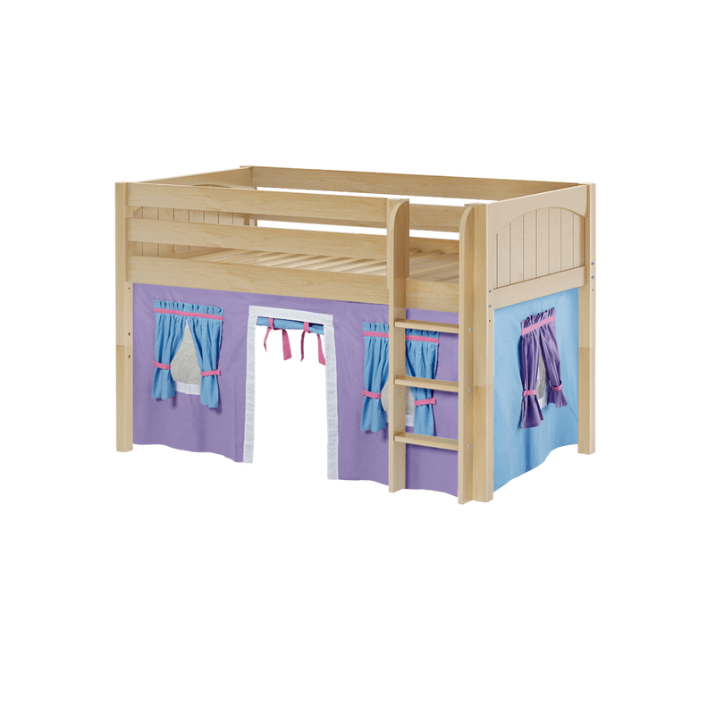 Maxtrix Twin Low Loft Bed with Straight Ladder + Curtain