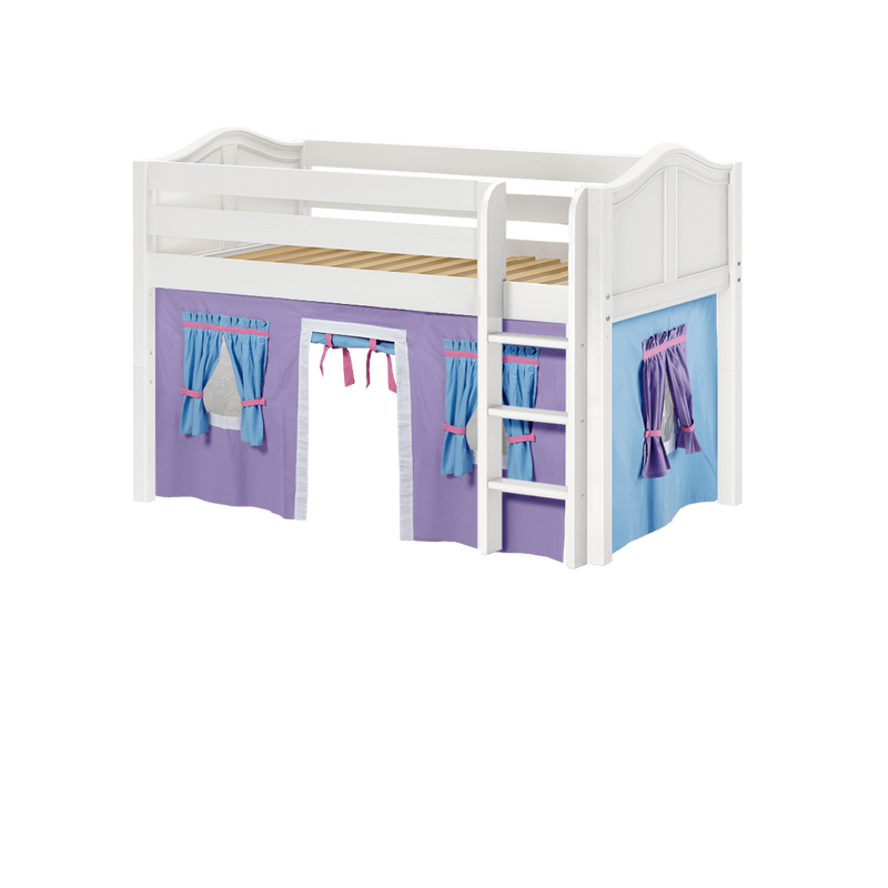 Maxtrix Twin Low Loft Bed with Straight Ladder + Curtain