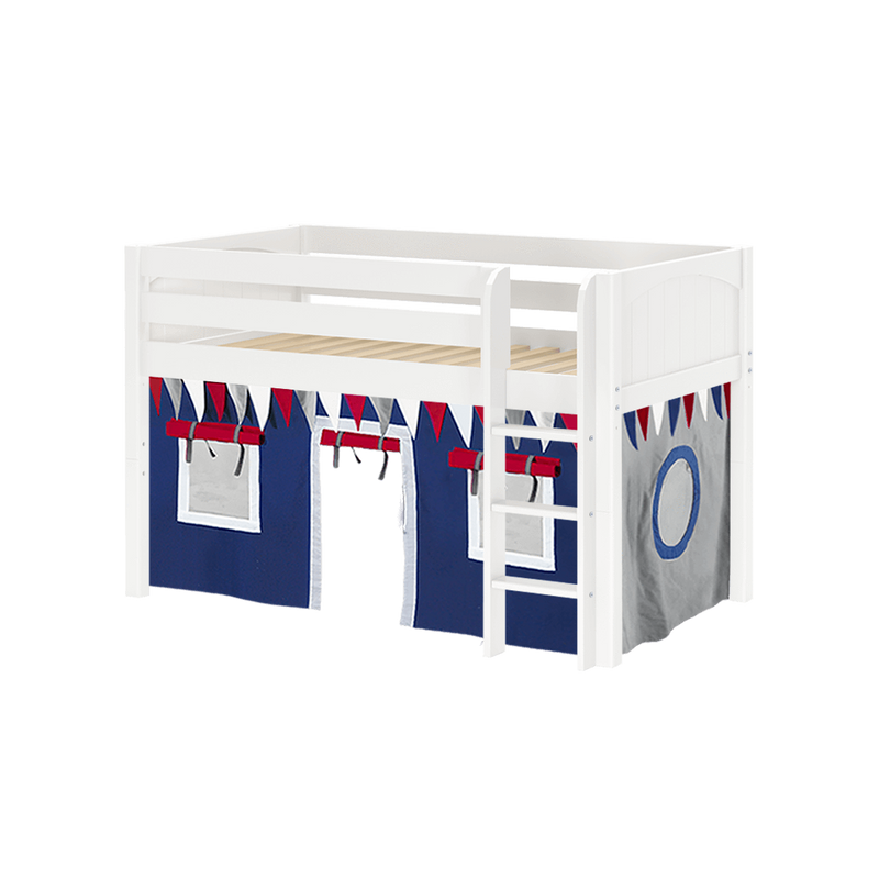 Maxtrix Twin Low Loft Bed with Straight Ladder + Curtain