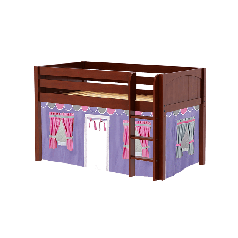 Maxtrix Twin Low Loft Bed with Straight Ladder + Curtain