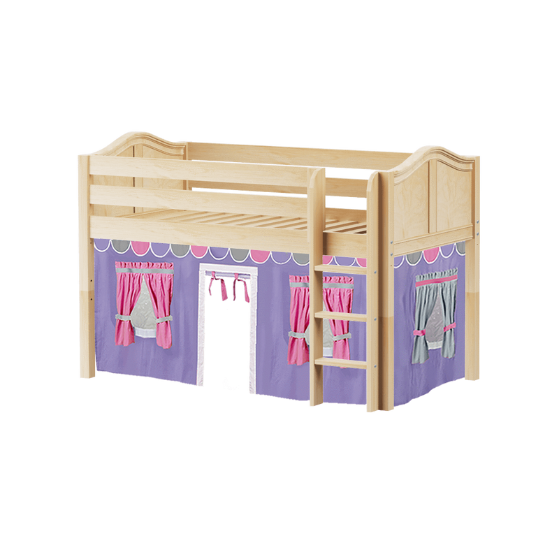 Maxtrix Twin Low Loft Bed with Straight Ladder + Curtain