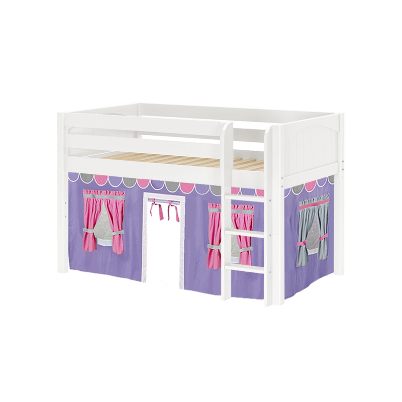 Maxtrix Twin Low Loft Bed with Straight Ladder + Curtain