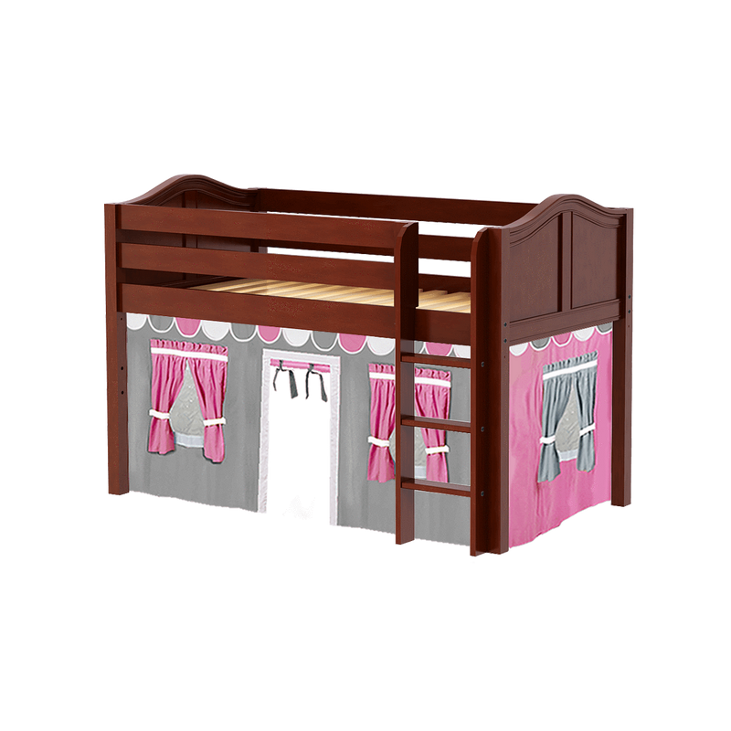 Maxtrix Twin Low Loft Bed with Straight Ladder + Curtain