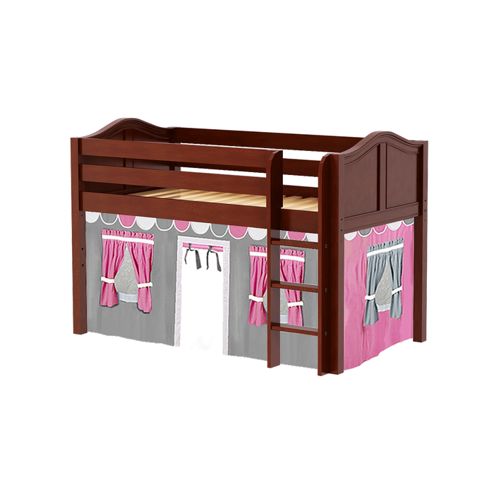 Maxtrix Twin Low Loft Bed with Straight Ladder + Curtain