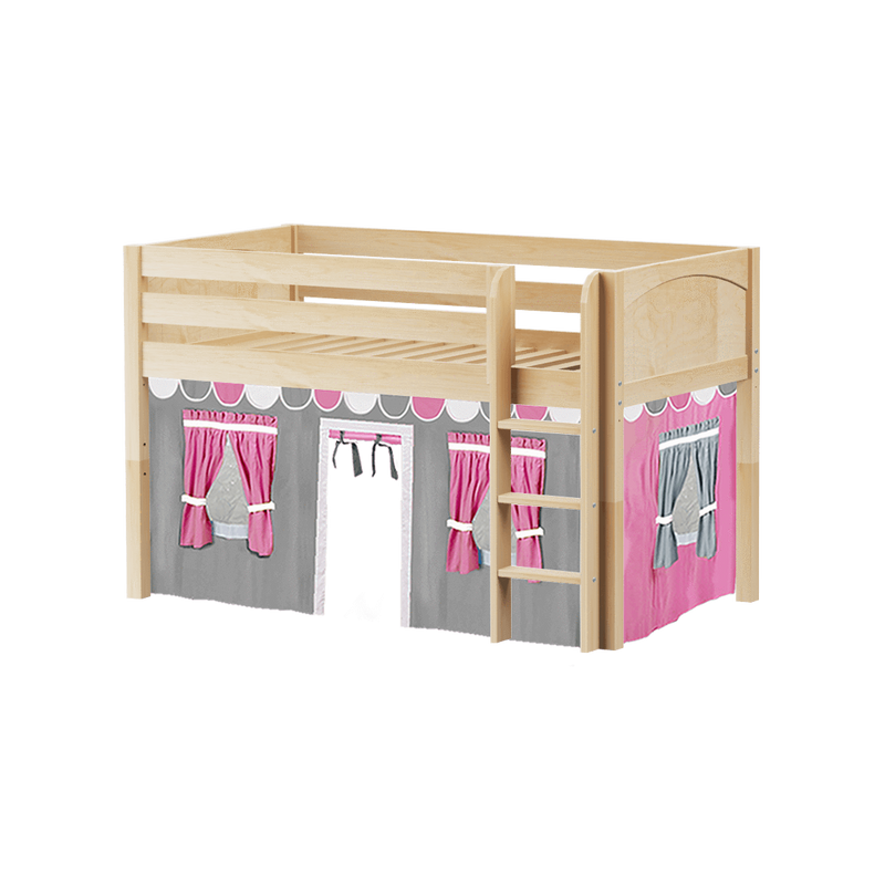 Maxtrix Twin Low Loft Bed with Straight Ladder + Curtain