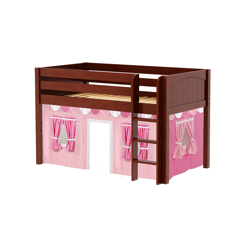 Maxtrix Twin Low Loft Bed with Straight Ladder + Curtain