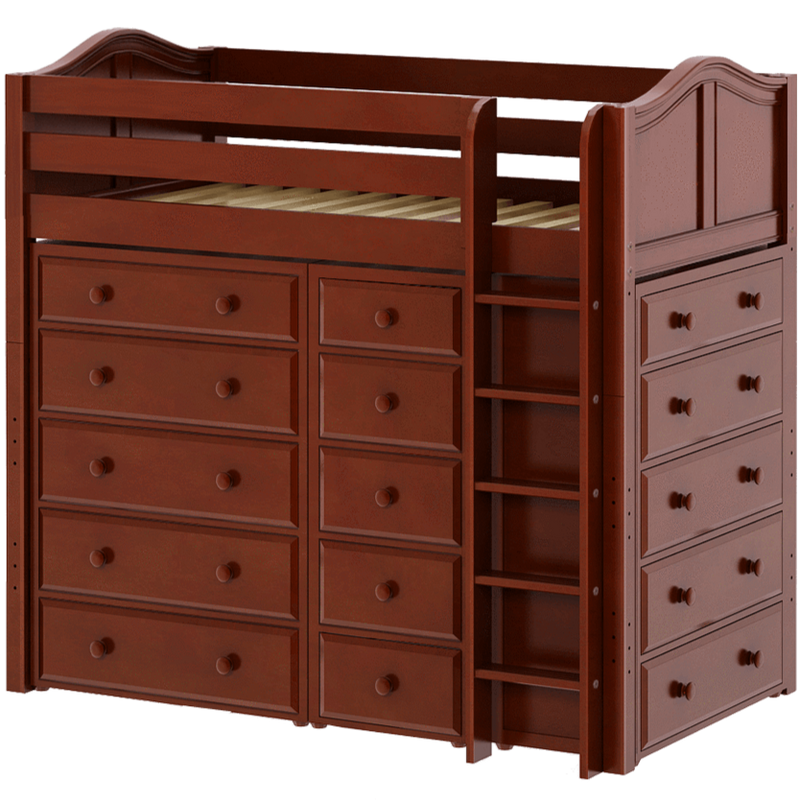 Maxtrix Twin High Loft Bed with Straight Ladder + Storage