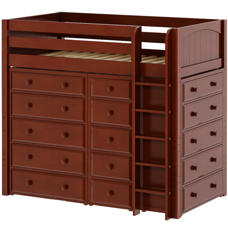 Maxtrix Twin High Loft Bed with Straight Ladder + Storage